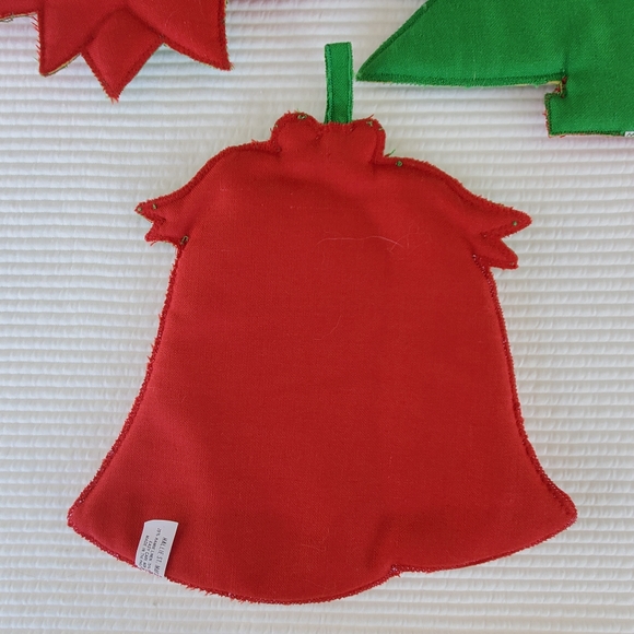 3 Christmas Potholders Vintage Tree Poinsettia Bells Cottagecore Decorative - Picture 6 of 9